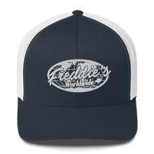 Load image into Gallery viewer, FREDDIE'S WORLDWIDE TRUCKER CAP - FREDDIE'SFREDDIE'S WORLDWIDE TRUCKER CAPFREDDIE'SFREDDIE'S3462924_8755Navy/ WhiteFREDDIE'S WORLDWIDE TRUCKER CAP - FREDDIE'SFREDDIE'S WORLDWIDE TRUCKER CAPFREDDIE'SFREDDIE'S3462924_8755Navy/ WhiteFREDDIE'S WORLDWIDE TRUCKER CAP - FREDDIE'SFREDDIE'S WORLDWIDE TRUCKER CAPFREDDIE'SFREDDIE'S3462924_8755Navy/ WhiteFREDDIE'S WORLDWIDE TRUCKER CAP